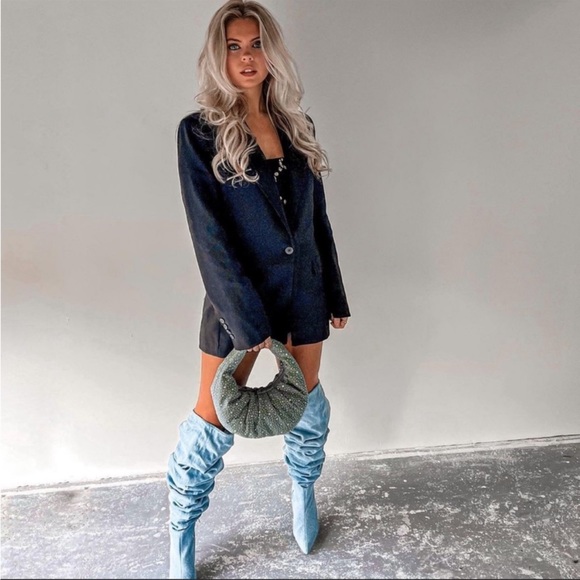 ZARA DIAMANTE OVAL SHAPED DENIM BAG - Picture 7 of 15